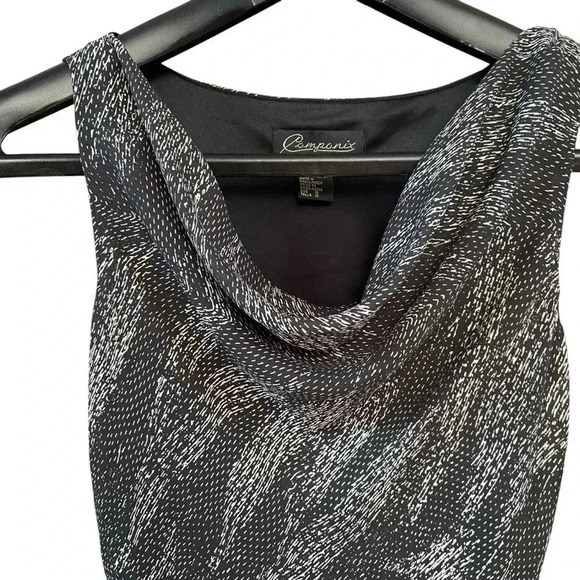 Componix Women’s Sleeveless Cowl Neck Shift Dress Size 10 Black White Cocktail - Picture 3 of 12